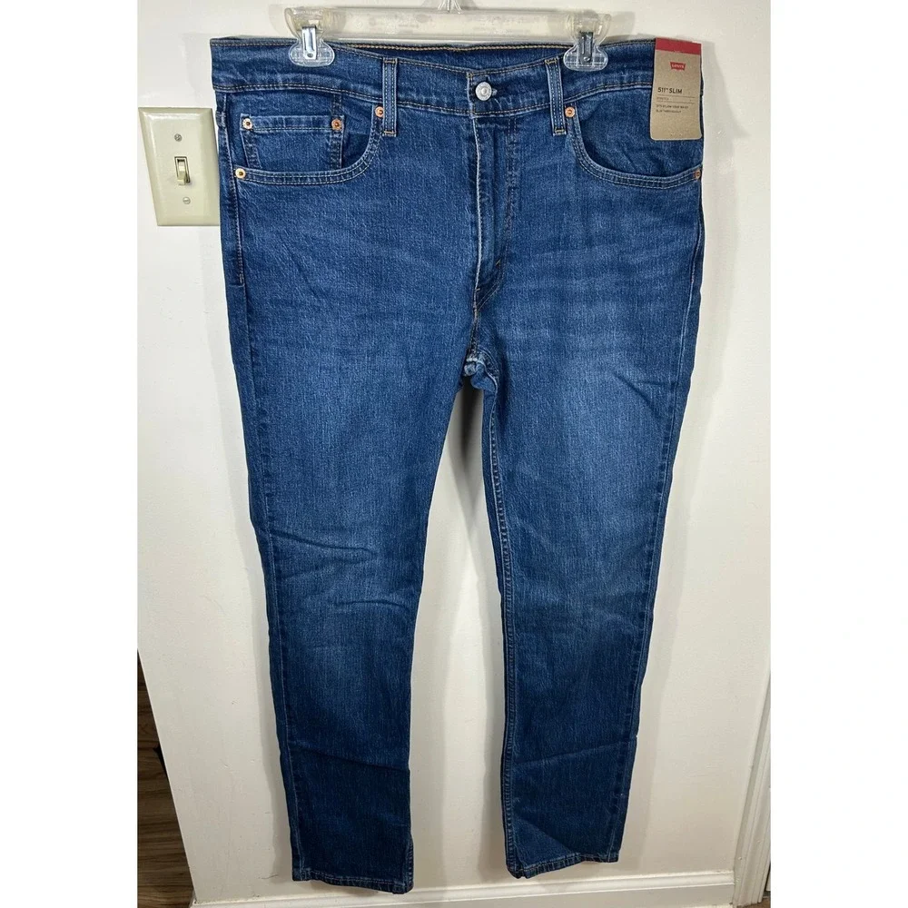 Levi's 511 Slim Jeans Mens 36x34 Blue Stretch Denim NEW Classic Casual Workwear